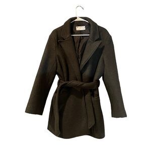 ASOS Wool Belted Grey Wrap Coat with large collar Size 8